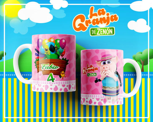 Taza infantil de granja personalizada