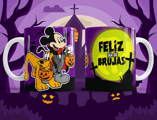 Taza Feliz Dia de Brujas con calabazas