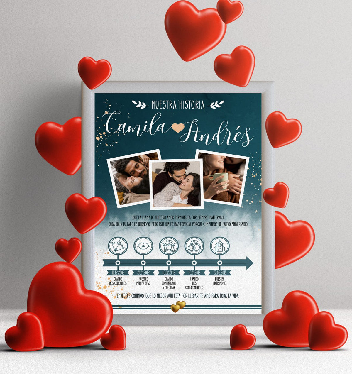 Cuadro de pareja permite texto personalizado