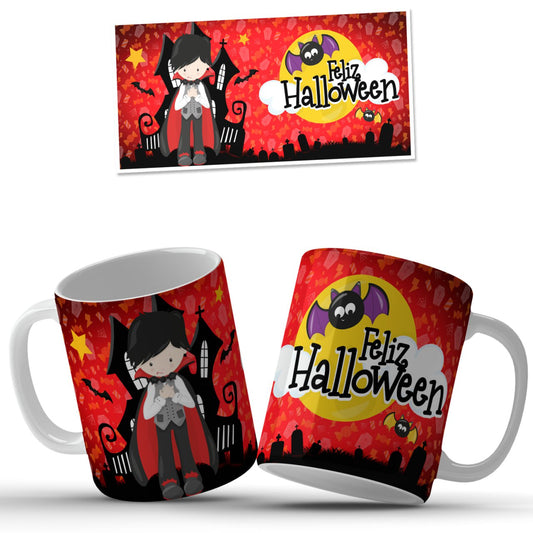 Taza Halloween con niña misteriosa