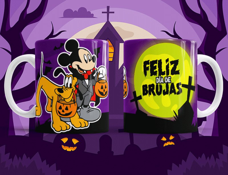 Taza Feliz Dia de Brujas con calabazas