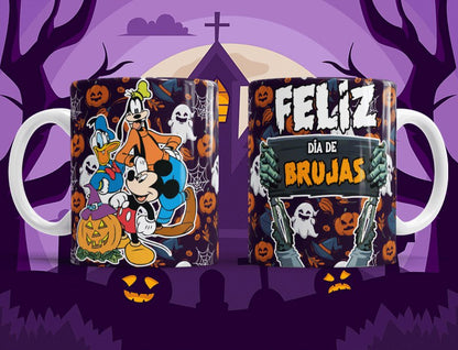Taza Feliz Dia de Brujas con calabazas