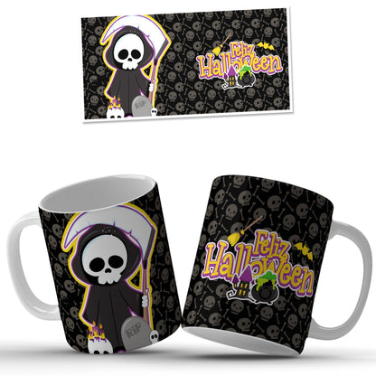 Taza Halloween con niña misteriosa