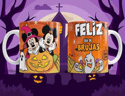 Taza Feliz Dia de Brujas con calabazas