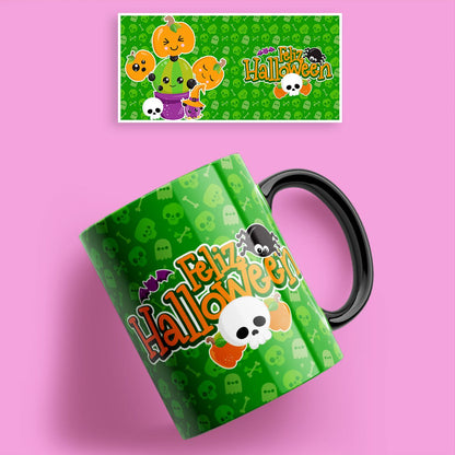 Taza Halloween con niña misteriosa