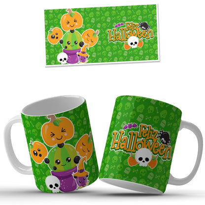 Taza Halloween con niña misteriosa