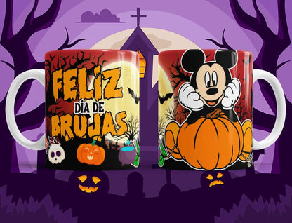 Taza Feliz Dia de Brujas con calabazas
