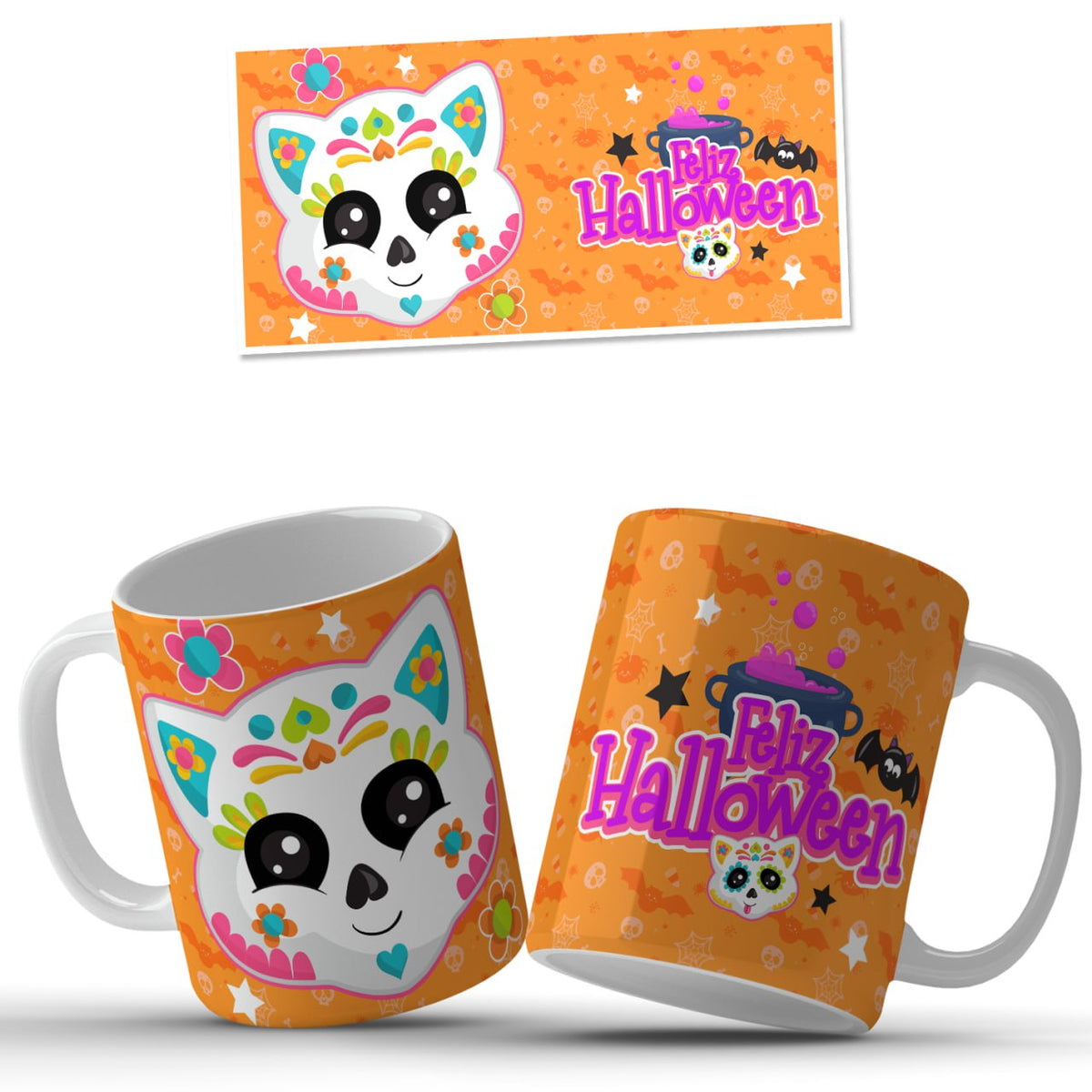 Taza Halloween con niña misteriosa