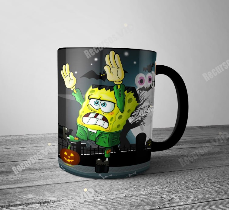 Taza Halloween con personaje divertido