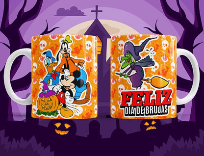 Taza Feliz Dia de Brujas con calabazas